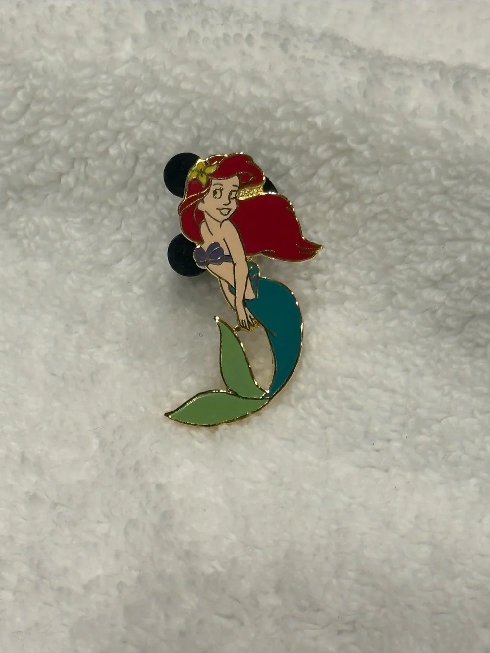 Disney Ariel Enamel Pin - Red Hair, Teal Tail, Green Fins, Purple Top
